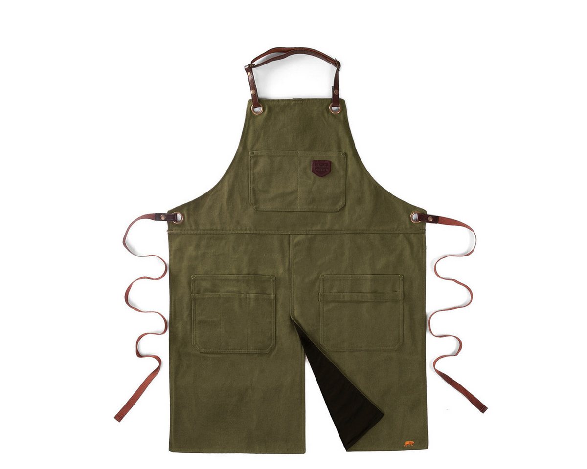 Outbacker Umhängeschürze Schürze No. 690 aus gewachstem Canvas & echtem Leder mit Vorderschlitz Outbacker Umhängeschürze Schürze No. 690 aus gewachstem Canvas & echtem Leder mit Vorderschlitz von Outbacker