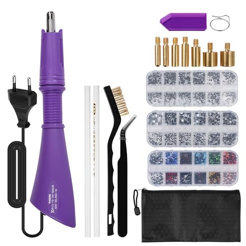 Outbit Hotfix Strassstein Applikator, Schnelles Aufheizen Hot Fix Zauberstab Strass, DIY Applikator Verschönerung Werkzeuge, Zum Setzen von Strasssteinen und Perlen (Lila Set) von Outbit