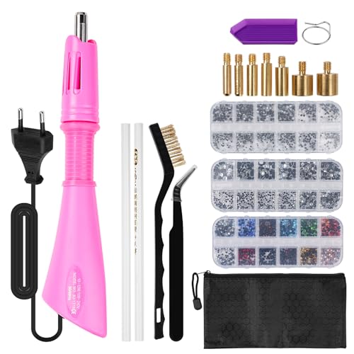 Outbit Hotfix Strasssteine Applikator, Schnelles Aufheizen Hot Fix Zauberstab Strass, DIY Applikator Verschönerung Werkzeuge, Zum Setzen von Strasssteinen und Perlen (Rosa Set) von Outbit