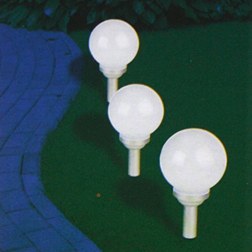 Outdoor Lights 871125298955 Solarleuchte Kugel weiss, Fuss silber, 30 x 30 x 63 cm von Outdoor Lights