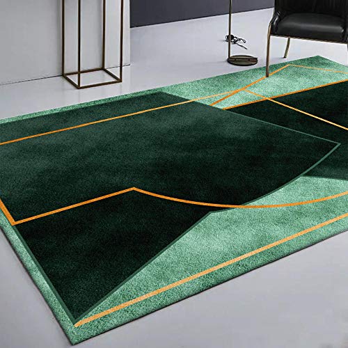 Outdoor-QJ Groessen Wohnzimmer Teppich Modern Hauptdekoration Rug Matte für Schlafzimmer oder Terrasse Küche rutschfest Dicke 7MM Einfache dunkelgrüne unregelmäßige Geometrie 1.6x2.3M von Outdoor-QJ