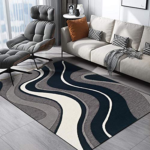 Outdoor-QJ Groessen Wohnzimmer Teppich Modern Hauptdekoration Rug Matte für Schlafzimmer oder Terrasse Küche rutschfest Dicke 7MM Klassischer Zeilendruck grau 1.6x2.8M von Outdoor-QJ