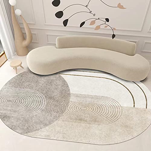 Outdoor-QJ Teppiche große Wohnzimmer Teppiche ovale beige Streifen für Wohnzimmer Flur Schlafzimmer Hauptdekoration Anti Rutsch Teppich 100 x 200 cm von Outdoor-QJ