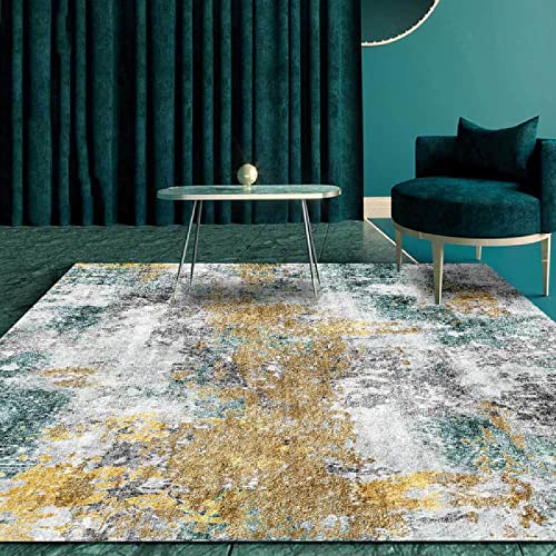 Teppiche große Wohnzimmer Teppiche Mode abstraktes Licht Luxus Gold Grün Grau für Wohnzimmer Flur Schlafzimmer Hauptdekoration Anti Rutsch Teppich 120 x 160 cm von Outdoor-QJ