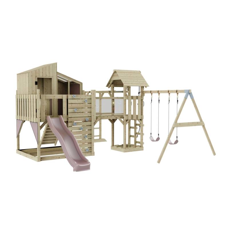 OutdoorToys Spielturm Emma mit Kinderschaukel Altrosa von OutdoorToys