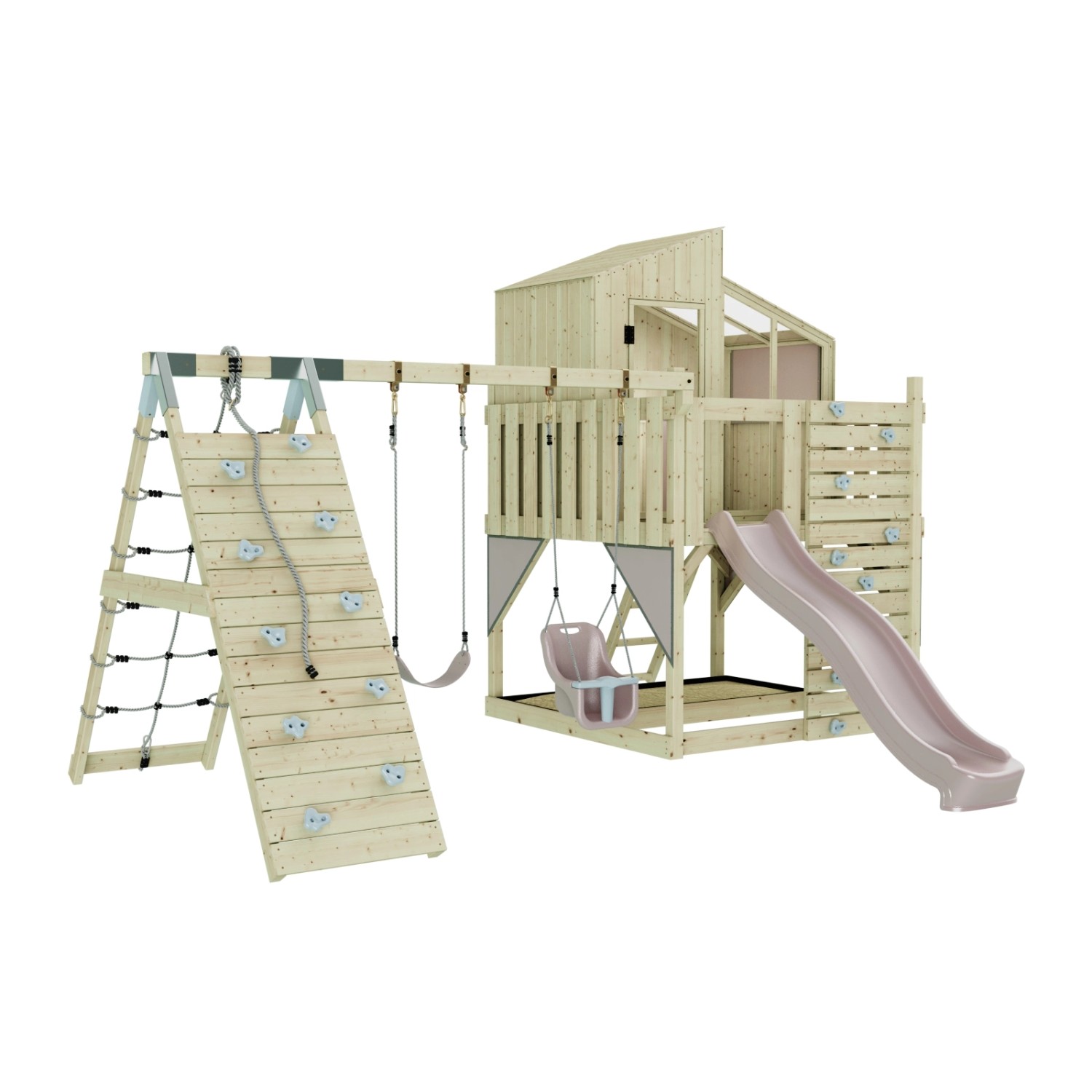 OutdoorToys Spielturm Finn mit Babyschaukel Altrosa von OutdoorToys