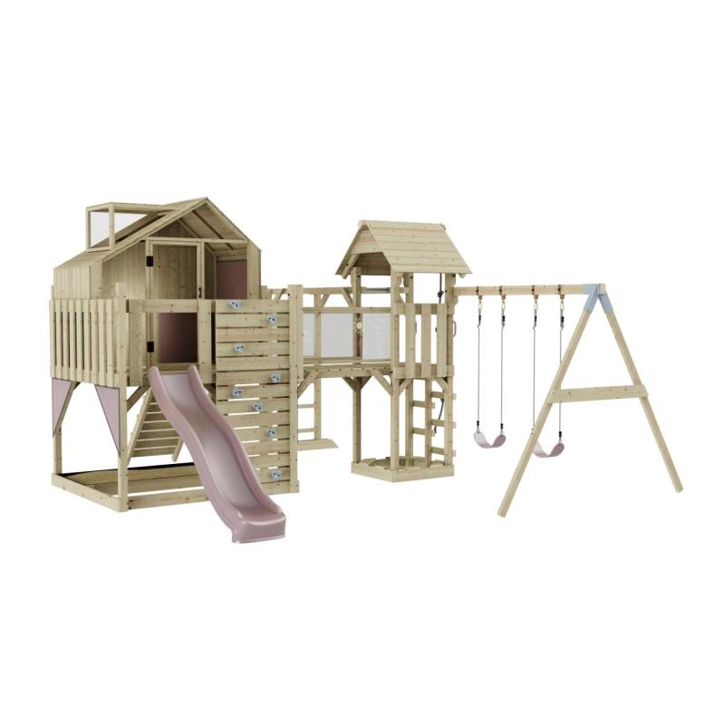 OutdoorToys Spielturm Knut mit Kinderschaukel Altrosa von OutdoorToys