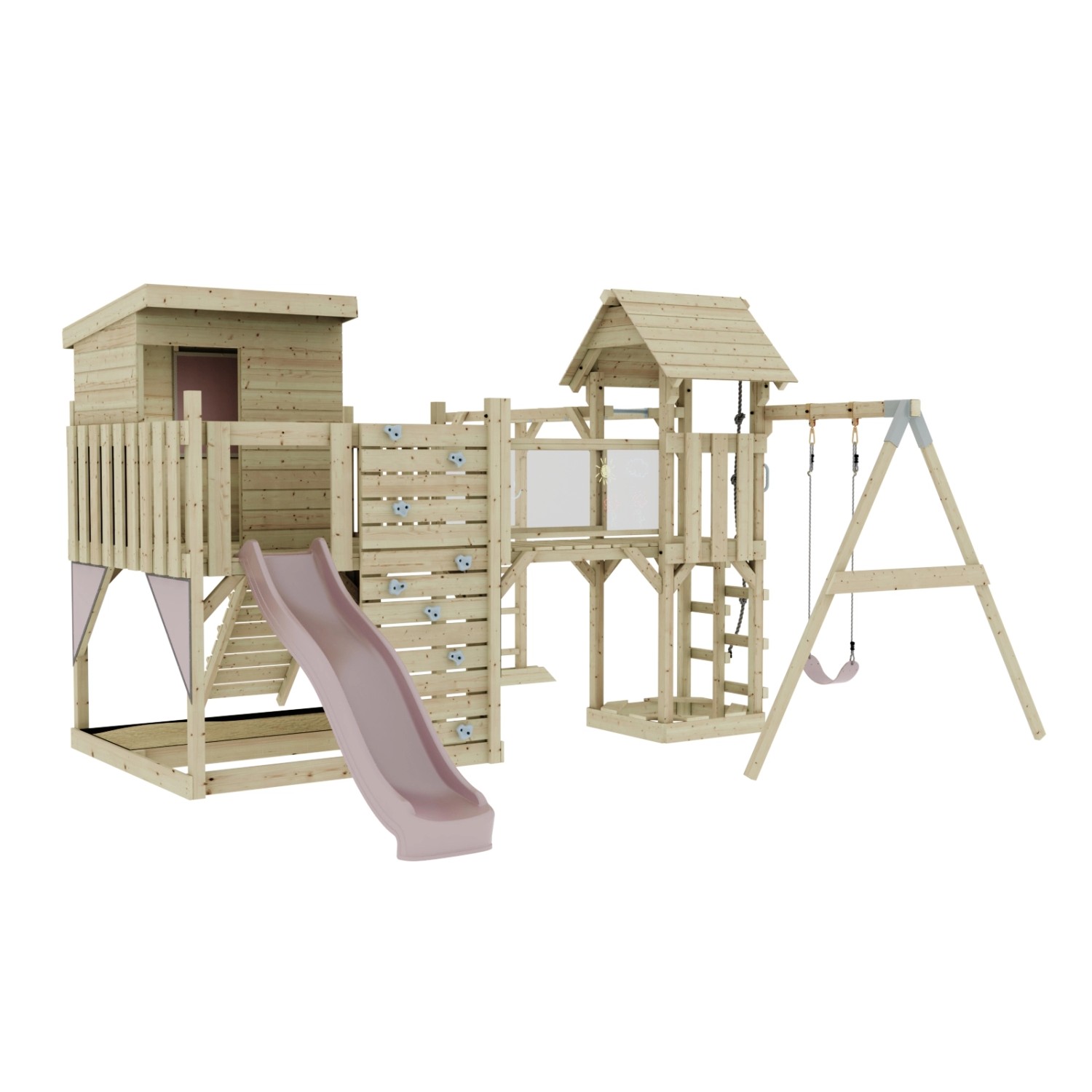 OutdoorToys Spielturm Lene mit Kinderschaukel Altrosa von OutdoorToys