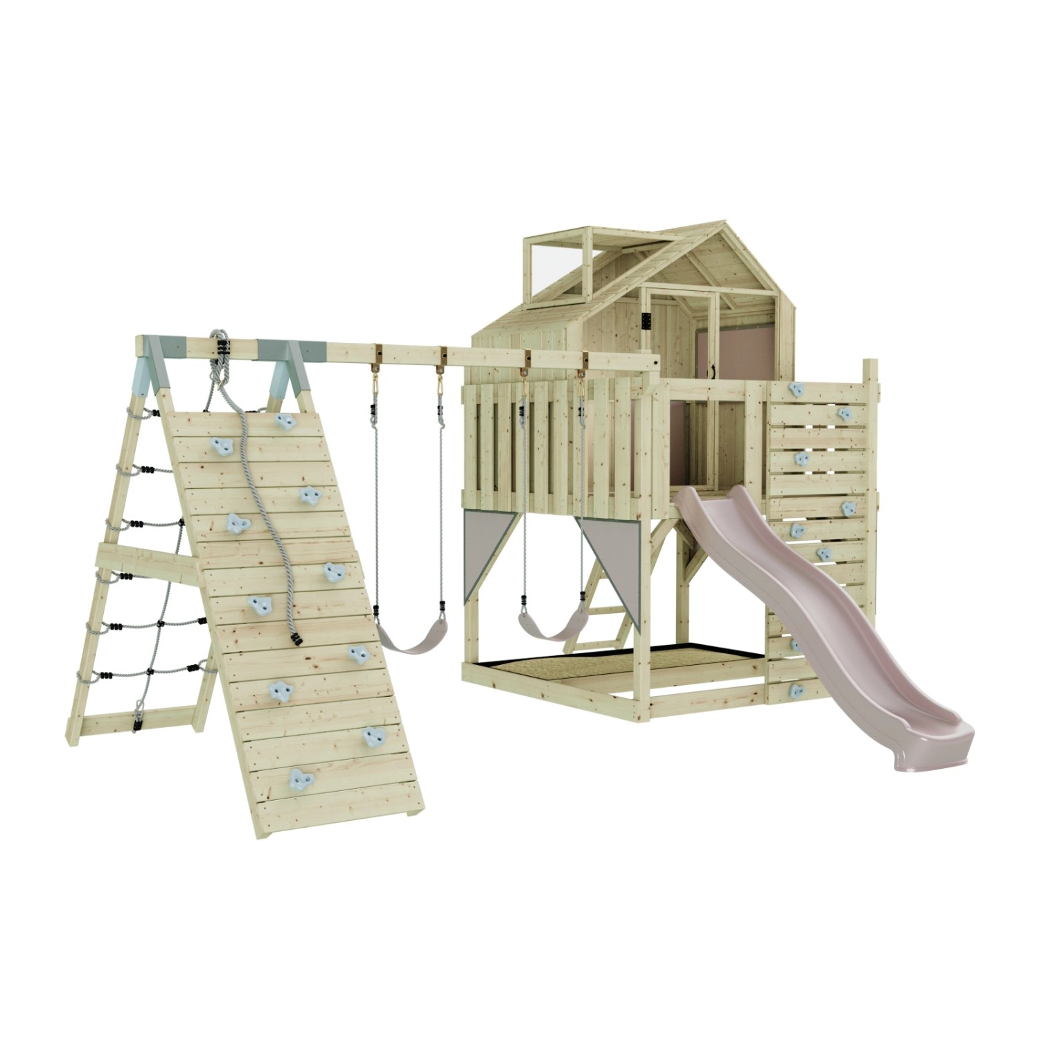 OutdoorToys Spielturm Oscar mit Kinderschaukel Altrosa von OutdoorToys