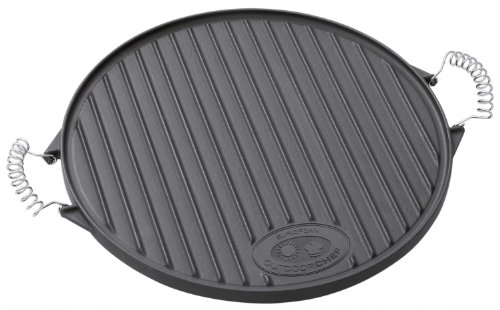 Outdoorchef Gusseisen Grillplatte 420 Grill-Wende-Platte Gasgrill Zubehör für Kugelgrill Grillpfanne doppelseitig verwendbar 33 cm Schwarz von OUTDOORCHEF