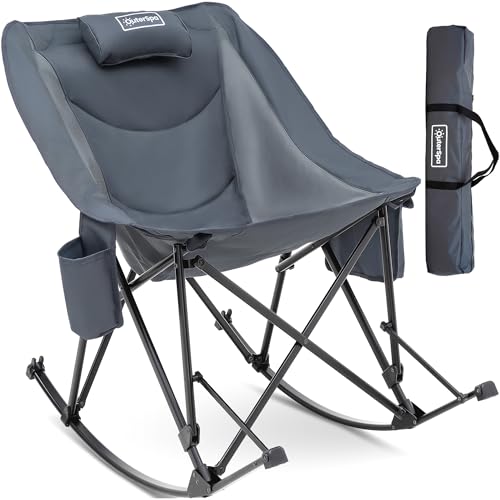 OuterSpa Übergroßer Campingstuhl für Erwachsene, Rasenstühle im Freien, zusammenklappbar, Schaukel-Campingstühle mit Kissen für Picknick, robustes 600D-Oxford-Tuch mit Getränkehalter, 159 kg Kapazität von OuterSpa