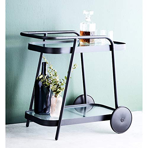 Outfit Rollwagen Servierwagen Getränkewagen Gartenwagen Aluminium mit Glasablagen Anthrazit von Outfit
