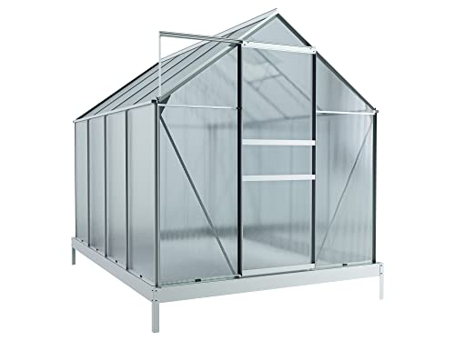 Outgarden Gewächshaus Anthea | Hohlkammerplatte 4 mm | 5 m² | Aluminium Eloxiert | B x T x H: 195 x 257 x 124 cm | Mit 1 Dachfenster | Inkl. Fundament von Outgarden