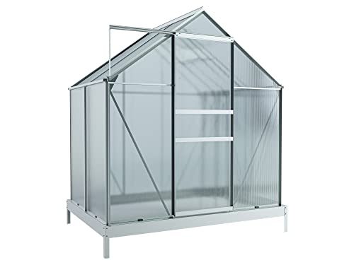 Outgarden Gewächshaus Diantha | Hohlkammerplatte 4 mm | 2,5 m² | Aluminium Eloxiert | B x T x H: 195 x 131 x 124 cm | Mit 1 Dachfenster | Inkl. Fundament von Outgarden