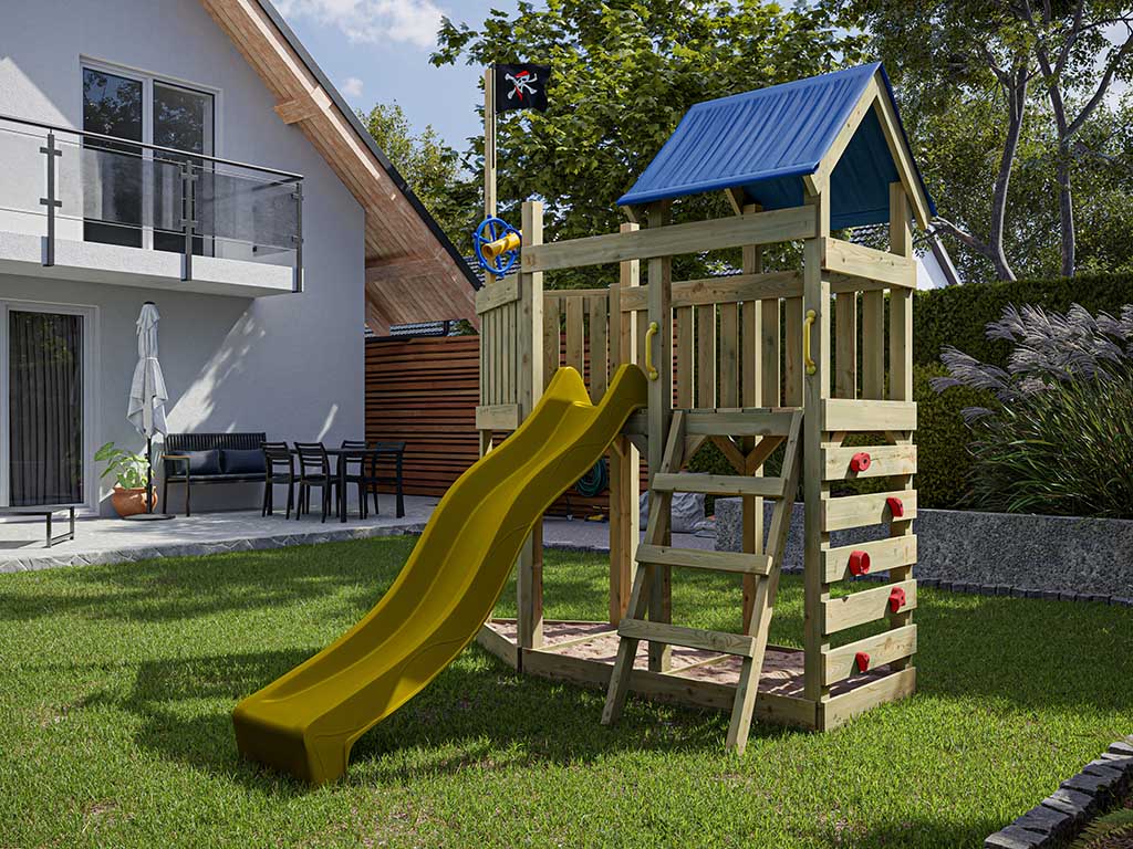 Outgarden Spielturm Captain Snappy KDI inkl. Rutsche gelb - BxTxH: 275x229x258 cm, inkl. Kletterwand, inkl. Rutsche gelb von Outgarden