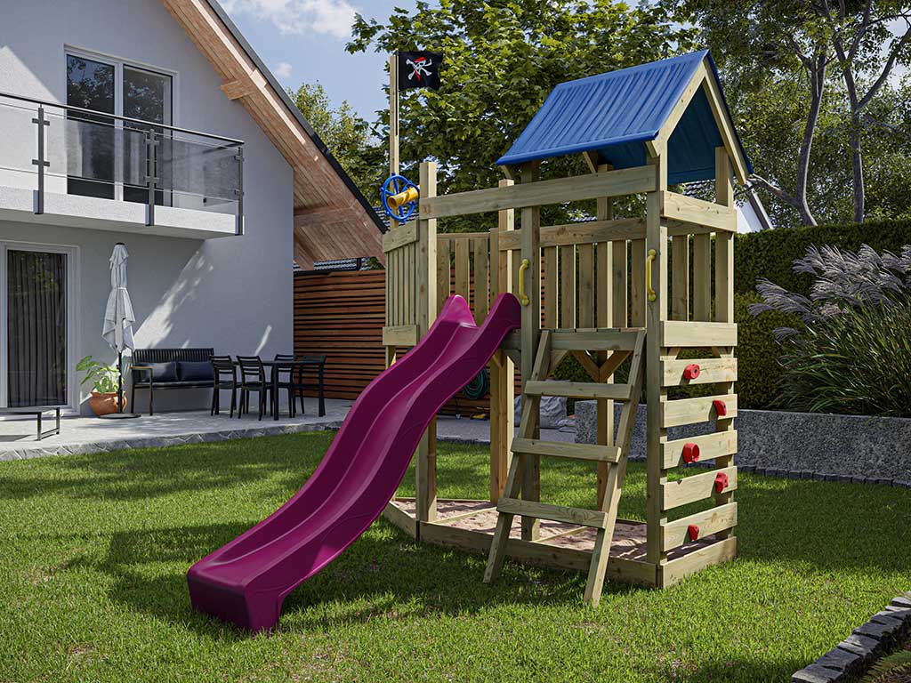 Outgarden Spielturm Captain Snappy KDI inkl. Rutsche pink - BxTxH: 275x229x258 cm, inkl. Kletterwand, inkl. Rutsche pink von Outgarden