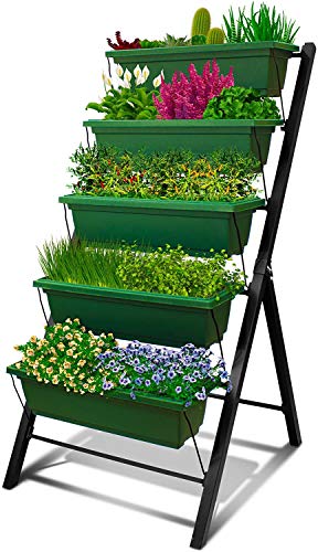 4 FT Vertical Garden von Scherbenwelt Living, freistehend Pflanzgefäß erhöhtem Bett Garden Hochbeet, inkl. 5 14 L Mülleimer für innen-/Außeneinsatz von Outland Living