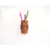 Vintage Holz Geschnitzten Bleistift Halter Handmade Cup Organizer Handgefertigte Schreibtisch Stifthalter Büro Dekor von OutlivedMemories