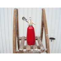 Vintage Soda Siphon Metall Seltzer Flasche Rot Aluminium Sodium Retro Funkeln von OutlivedMemories