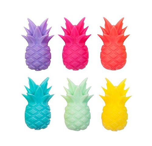 Outlook Design Italia Pineapple Glass Markers Glasmarkierer Set von 6 Stück, Silikon, Mehrfarbig, 6 Einheiten von Outlook Design Italia