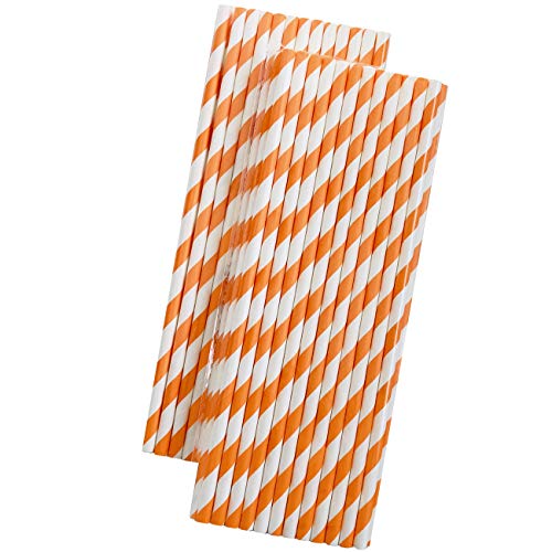 Papierhalme, gestreift, Orange und Weiß, 19,7 cm, 50 Stück von Outside the Box Papers