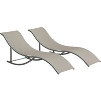 Outsunny 2er Set Sonnenliege Gartenliegen Stoffliege Relaxliege ergonomisch Aluminium Texteline Hell von Outsunny