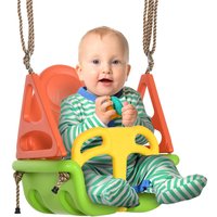 Outsunny 3-in-1 Babyschaukel, Kinderschaukel mit verstellbarem Seil, Grün von Outsunny