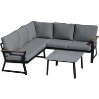 Outsunny 3-teiliges Gartenmöbel-Set mit Beistelltisch Balkonmöbel Set Sofa mit Kissen L-Form Outdoor von Outsunny