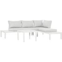 Outsunny 3-teiliges Gartenmöbel-Set mit Beistelltisch Balkonmöbel Set Sofa mit Kissen L-Form Outdoor von Outsunny