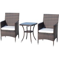 Outsunny 3-tlg. Balkonmöbel Set Sitzgruppe Rattan Gartenset Polyrattan  Braun von Outsunny