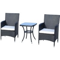 3-tlg. Balkonmöbel Set Sitzgruppe Rattan Gartenset Polyrattan Schwarz von Outsunny