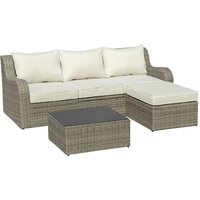 Outsunny 3-tlg. Polyrattan Gartenmöbel Set Gartengarnitur mit Tisch Aluminium von Outsunny