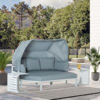 4-teiliges Gartenmöbel-Set mit Beistelltisch Dach Bank Balkonmöbel Set Sofa mit Kissen Outdoor Alumi von Outsunny