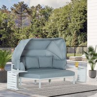 4-teiliges Gartenmöbel-Set mit Beistelltisch Dach Bank Balkonmöbel Set Sofa mit Kissen Outdoor Aluminium Weiß+Grau von Outsunny