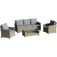 Outsunny 4-tlg. Polyrattan Gartenmöbel Set Sitzgruppe mit Couchtisch Alu Braun von Outsunny