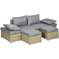 Outsunny 4 tlg. Rattan Gartenmöbel-Set, Gartengarnitur mit Kissen für Garten von Outsunny