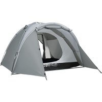 Campingzelt für 2-3 Personen Glasfaser Tür mit Reißverschluss Meshfenster inkl. Transporttasche Kuppelzelt 190T PU2000mm Glasfaser Grau von Outsunny