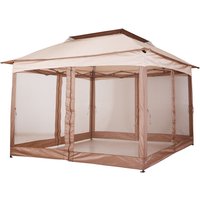 Outsunny Faltpavillon Pavillon Gartenzelt mit Seitenwänden Pop-up-Zelt Khaki von Outsunny