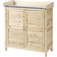 Outsunny Gartenschrank Holz Geräteschrank Schrank mit 2 Einlegeböden Natur von Outsunny