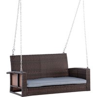 Outsunny Hängebank 2-Sitzer Rattan Gartenschaukel Hängeschaukel Braun von Outsunny