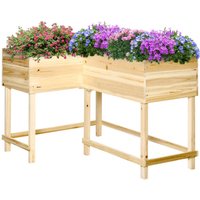 Outsunny Hochbeet Holz Pflanzkasten mit Bewässerungssystem Vliesstoff Blumenkasten Blumentopf Kräute von Outsunny