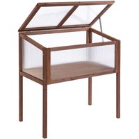 Hochbeet aus Holz Frühbeet Gewächstisch Braun Tannenholz PC-Platte 90 x 50 x 93 cm von Outsunny