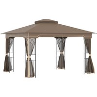 Outsunny Pavillon Gartenpavillon 3,65 x 3 m Gartenzelt Festzelt Partyzelt mit 4 x Moskitonetz atmung von Outsunny