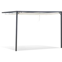 Pergola 3 x 3 m mit Stoffdach wetterfest Wand Anbau Polyester Creme von Outsunny