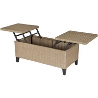 Outsunny Polyrattan Garten Balkontisch ausziehbar Stahl Khaki 103 x 50 x 45,5 cm von Outsunny