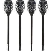 Solarleuchte Gartenlicht 4er-Set Lampe 6–8 h IP44 Wasserfest Kunststoff Schwarz Ø12 x H78 cm von Outsunny