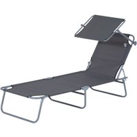 Sonnenliege Gartenliege Wellnessliege Strandliege klappbar mit Sonnenschutz (Grau) von Outsunny