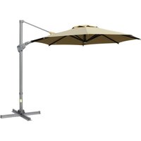 Sonnenschirm Ø298 cm Kurbelschirm Ampelschirm Winkel verstellbar Khaki von Outsunny