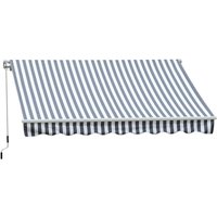 Outsunny - Markise Gelenkarmmarkise Sonnenschutz mit Handkurbel 3,5 x 2,5 m Grau+Weiß Alu Polyester - Grau+Weiß von Outsunny
