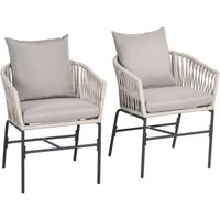 2er-Set Gartenstühle mit Kissen Gartensessel Set Gartenstuhl, Beige 2er-Set Gartenstühle mit Kissen Gartensessel Set Gartenstuhl, Beige von Outsunny